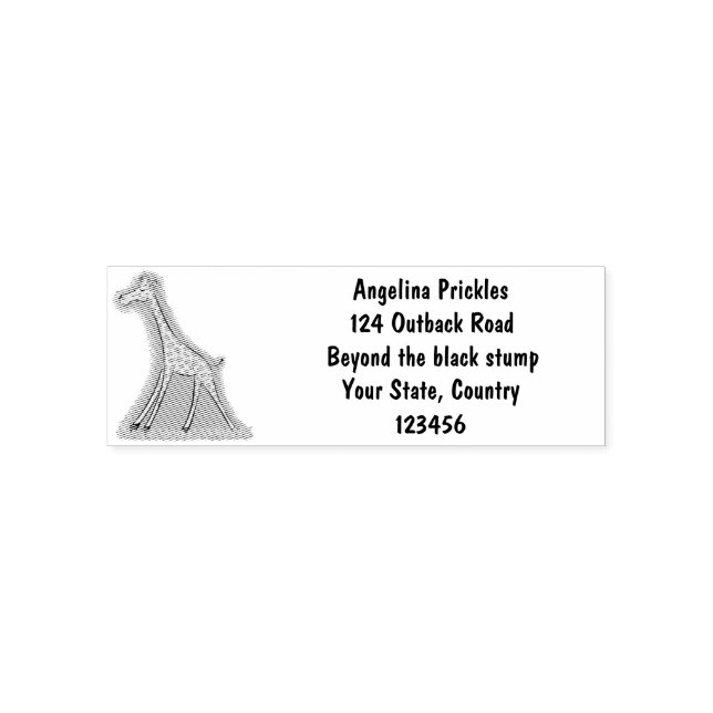 Cute happy giraffe with butterfly cartoon  self-inking stamp (Design)