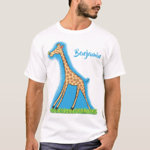 Cute happy giraffe with butterfly cartoon T-Shirt