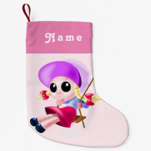 Cute Happy Girl - Add Your Name Small Christmas Stocking