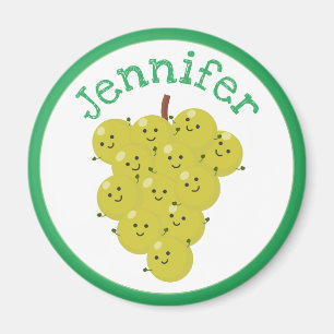 Cute happy grapes bunch cartoon illustration magnet