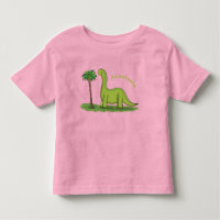 Cute happy green brontosaurus dinosaur cartoon