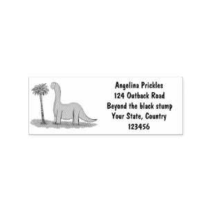 Cute happy green brontosaurus dinosaur rubber stamp