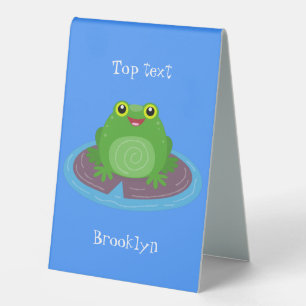 Cute happy green frog cartoon illustration