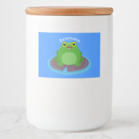 Cute happy green frog cartoon illustration