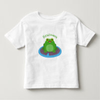 Cute happy green frog cartoon illustration