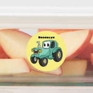 Cute happy green tractor cartoon