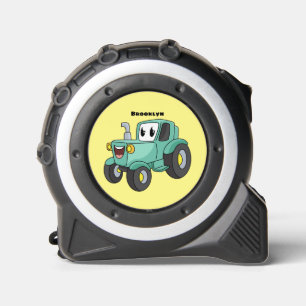 Cute happy green tractor cartoon 1