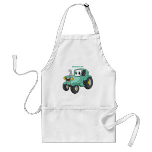 Cute happy green tractor cartoon standard apron