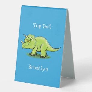 Cute happy green triceratops dinosaur cartoon