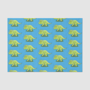 Cute happy green triceratops dinosaur cartoon tissue paper