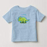 Cute happy green triceratops dinosaur cartoon