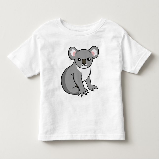 Cute Happy Grey Koala Drawing Toddler Unisex Shirt (Front)