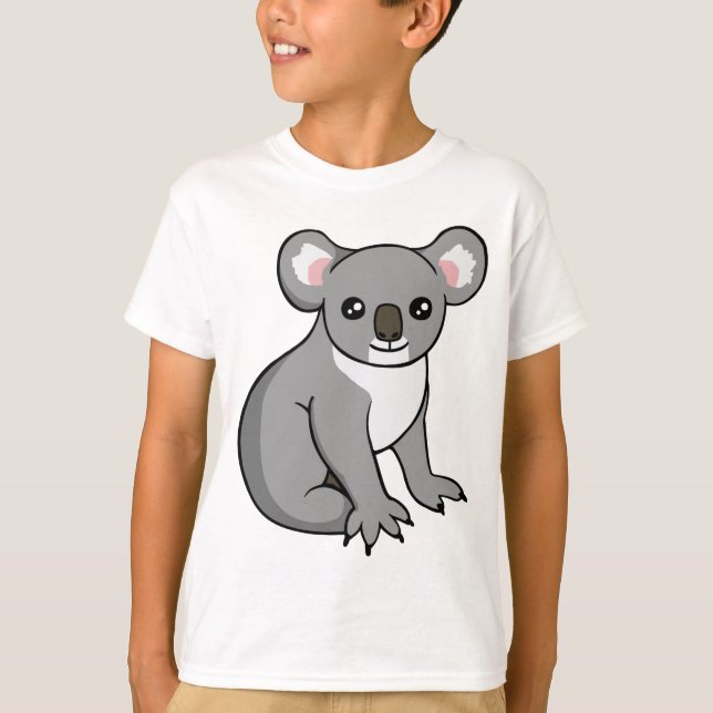 Cute Happy Grey Koala Drawing Unisex Kids T-Shirt (Front)