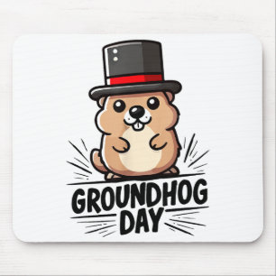 Cute Happy Groundhog Day February 2nd Phils Holida Mouse Pad