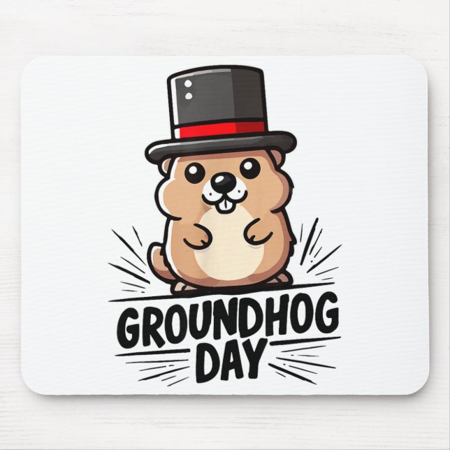 Cute Happy Groundhog Day February 2nd Phils Holida Mouse Pad (Front)