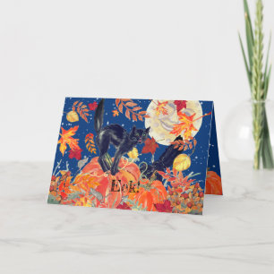 Cute Happy Halloween Cat Mouse Moon Pumpkin Kid's  Card