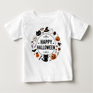 Cute Happy Halloween Cat Pumpkin Kids Tee
