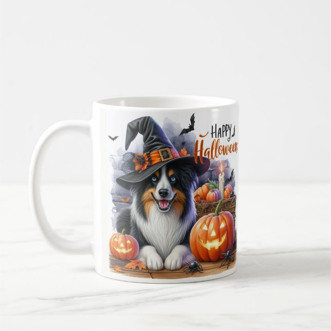 Cute Happy Halloween Dog  Coffee Mug (Left)
