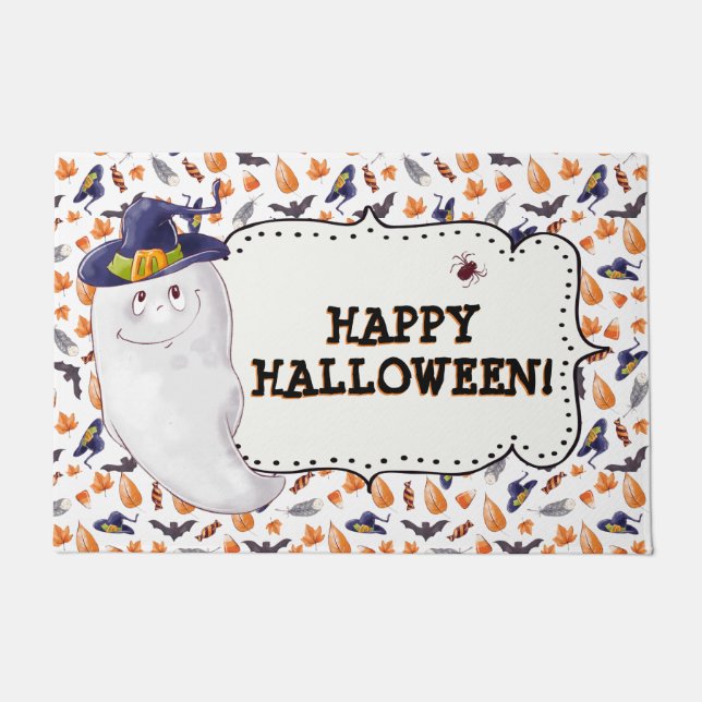 Cute Happy Halloween Doormat (Front)