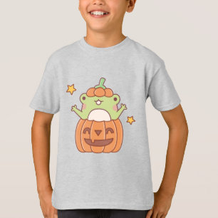 Cute Happy Halloween Frog In Pumpkin T-Shirt