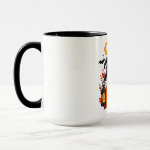 Cute Happy Halloween Ghost Pumpkin Black Cat Mug