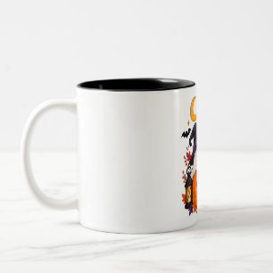 Cute Happy Halloween Ghost Pumpkin Black Cat Two-Tone Coffee Mug