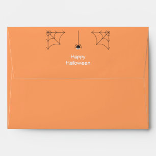 Cute Happy Halloween Hanging Spider with Web Envelope