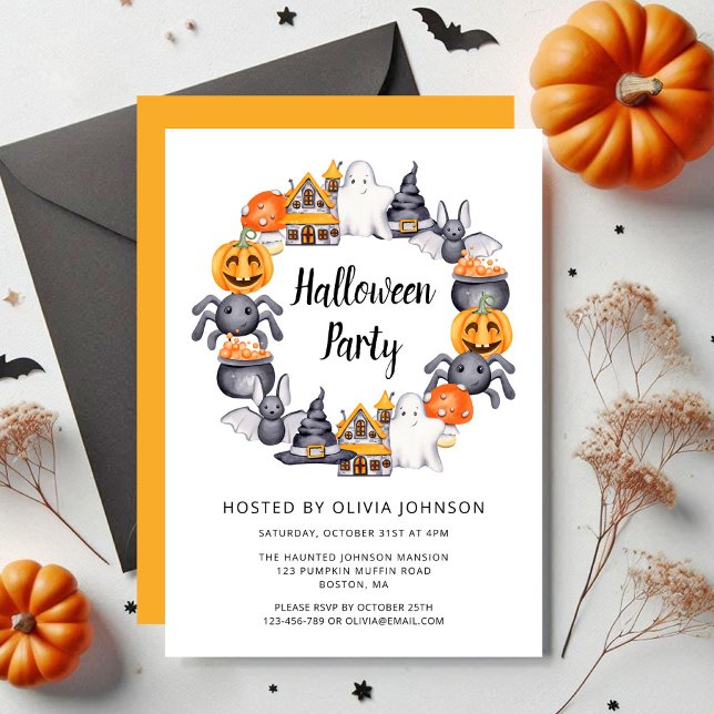 Cute Happy Halloween Illustration Party Invitation (Cute Happy Halloween Illustration Party Invitation)