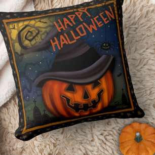 Cute Happy Halloween Jack-o’-lantern Cushion