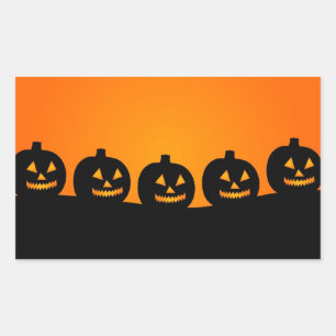 Cute Happy Halloween Jack O Lantern Rectangular Sticker