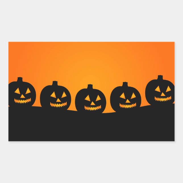 Cute Happy Halloween Jack O Lantern Rectangular Sticker (Front)
