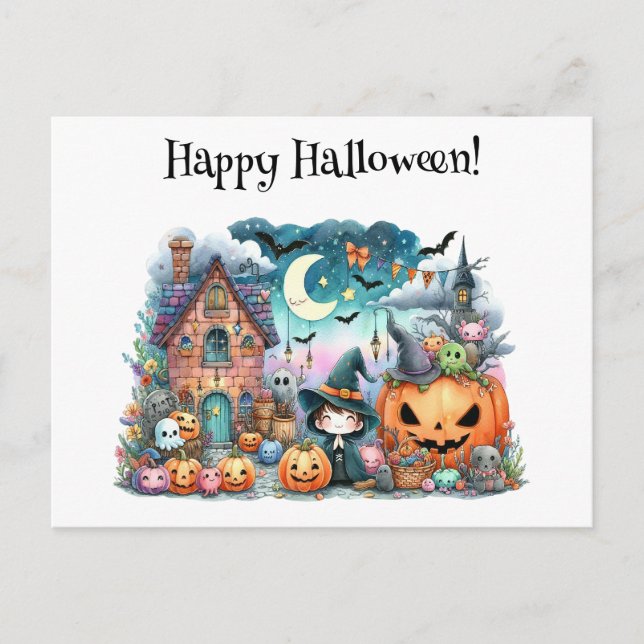 Cute Happy Halloween Kawaii  Postcard (Front)