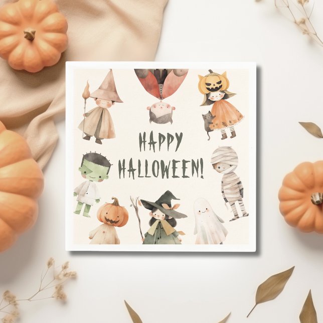 Cute Happy Halloween Kids Party Paper Napkin (Creator Uploaded)