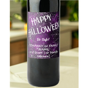 Cute Happy Halloween Name Purple 6 Wine Labels