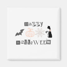 Cute Happy Halloween Pumpkin & Cat Autumn