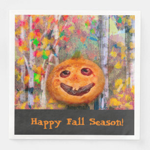 Cute Happy Halloween Pumpkin Face Napkin