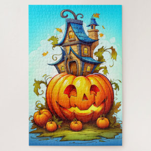 Cute Happy Halloween Pumpkin Jigsaw Puzzle