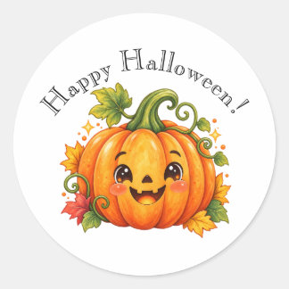 Cute Happy Halloween Pumpkin Sticker | Whimsical