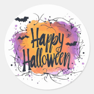Cute Happy Halloween Round Stickers