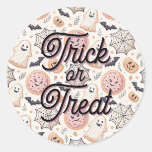Cute Happy Halloween Round Stickers