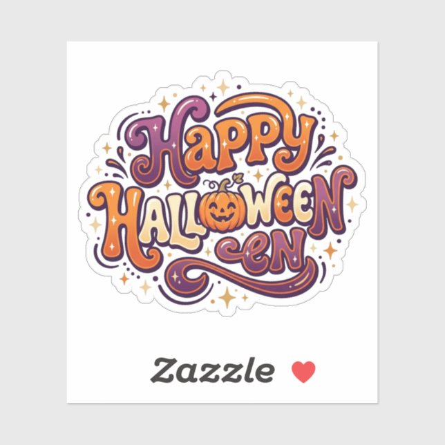 Cute Happy Halloween Typography Pumpkin Retro  (Sheet)