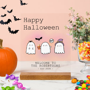 Cute Happy Halloween Welcome Personalised Acrylic Sign