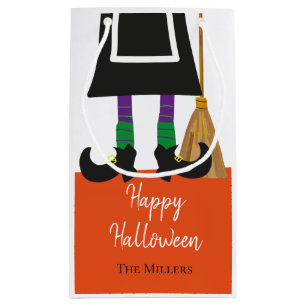 Cute Happy Halloween Witch Legs Personalised Small Gift Bag