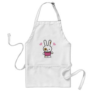 cute happy hearts bunny standard apron