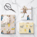 Cute Happy Holiday Christmas Nativity Pattern Wrapping Paper Sheet<br><div class="desc">Wrap up your Christmas gifts with this cute nativity pattern illustration. Featuring stars,  donkeys,  and Christmas elements</div>