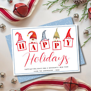 Cute Happy Holidays Gnomes Signs Holiday Card
