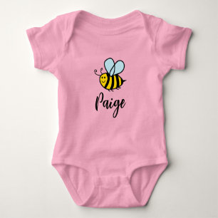 Cute happy honey bee cartoon personalised baby bodysuit