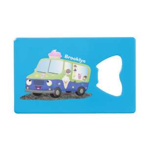 Cute happy ice cream truck cartoon