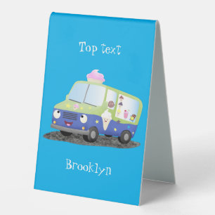 Cute happy ice cream truck cartoon