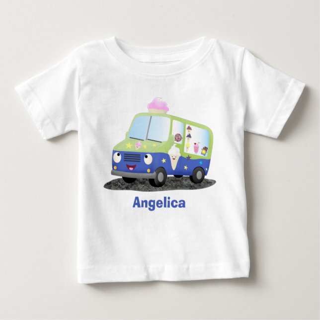 Cute happy ice cream truck cartoon baby T-Shirt (Front)